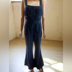 Anthropologie Pilcro Wide Leg Blue Denim Jumpsuit Woman Size 12 NWT